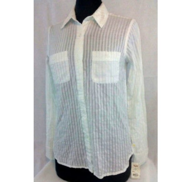 **** Mudd LS Dobby Button Up Double Pocket Shirt in White sheer Pin Stripes - Picture 2 of 11